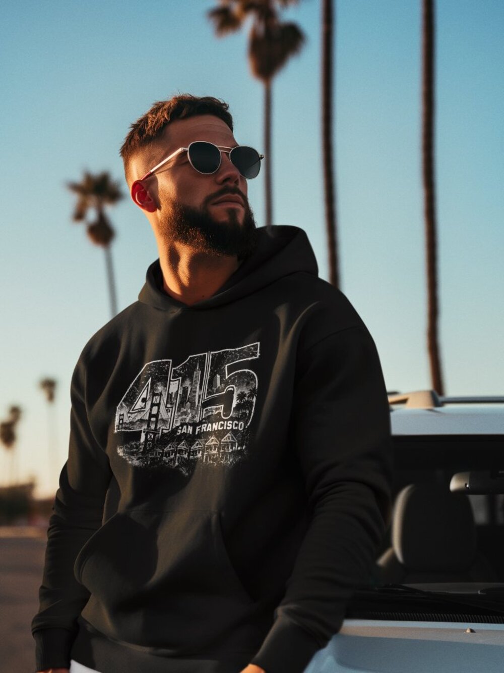 415 San Francisco Hoodie – Distressed Skyline Graphic Hoodie - UNISEX